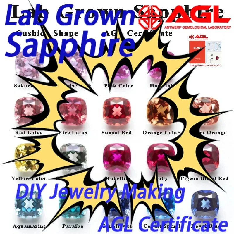 

Lab Grown Sapphire Cushion Shape for DIY Jewelry Making The Main Materials of Rings and Necklaces Selectable AGL Certificate