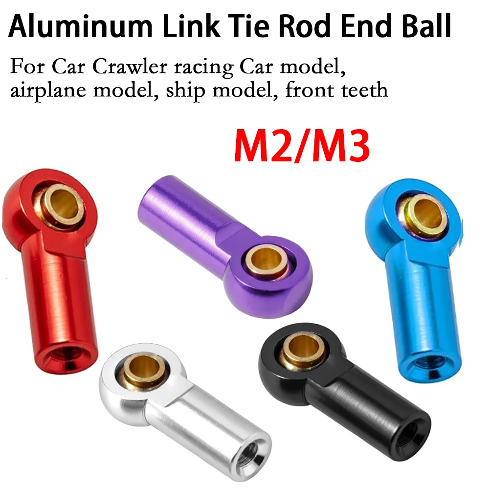 10Pcs Metal M2/M3 Aluminum Link Tie Rod End Ball Joint for Car Crawler Racing Car Model, Airplane Model, Ship Model, Front Teeth