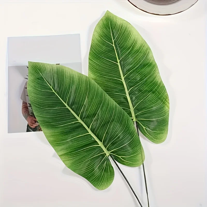 10pcs Green Realistic Artificial Banana Leaf Palm Branches Weddings Christmas Thanksgiving Office Home Garden Decoration Foliage - view 4