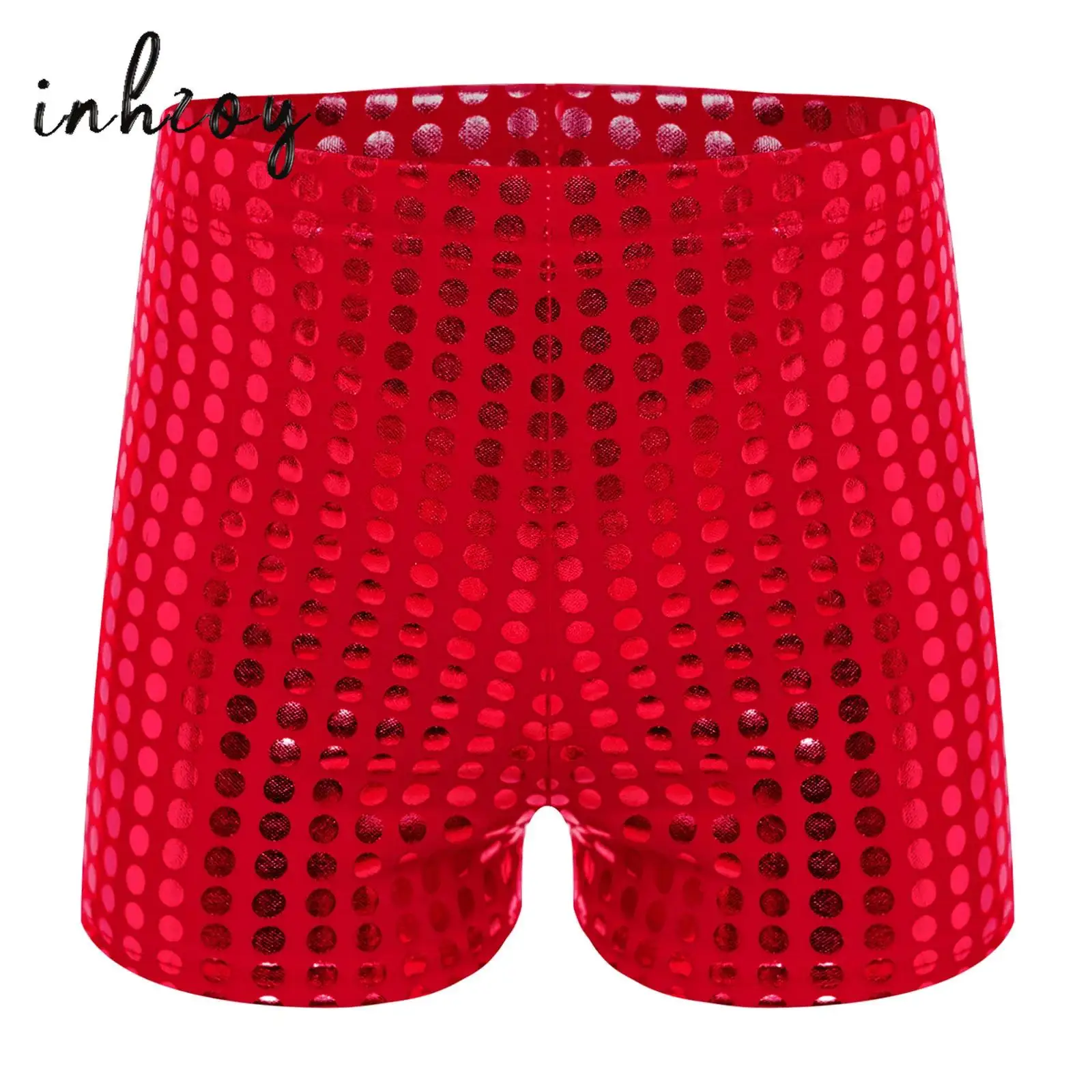 

Kids Girls Boys Boxer Shorts Jazz Disco Ballet Dance Costume Shiny Metallic Dots Elastic Waistband Fitness Shorts Gym Clothes