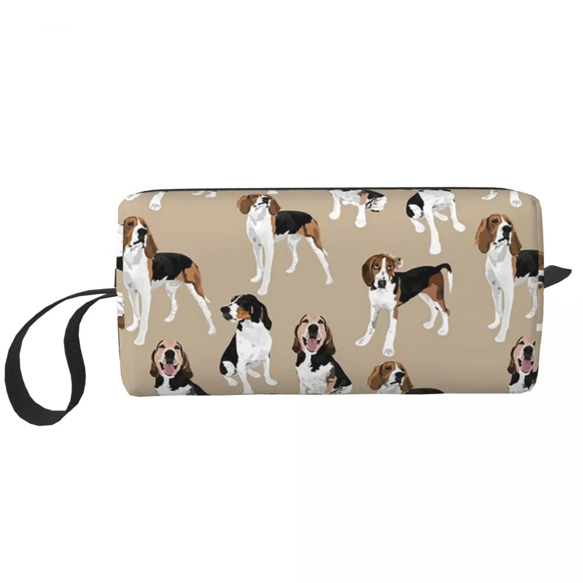 Treeing Walker Coonhound On Tan Makeup Bag Cosmetic Organizer Dopp Kit Toiletry Cosmetic Bag for Women Beauty Travel Pencil Case