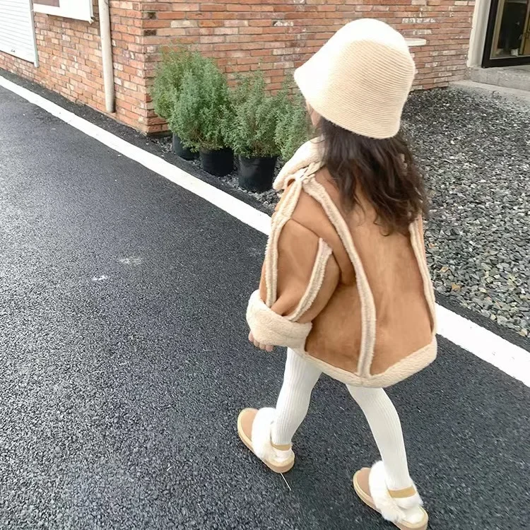 Girls Coat 2023 Plush Warm Kids Tops Casual All-match Korean Version Fashion Winter Clothes for Girls Winter Coat Mixed Colors