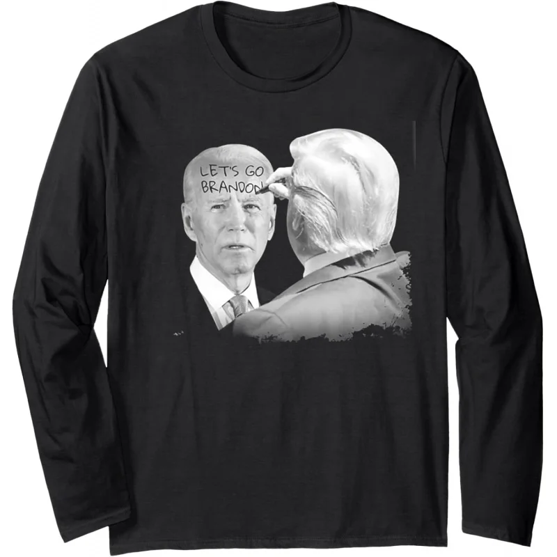 

Let's go, men's and women's sports and leisure fashion Brandon Trump wrote on Biden's forehead long sleeved T-shirt in black