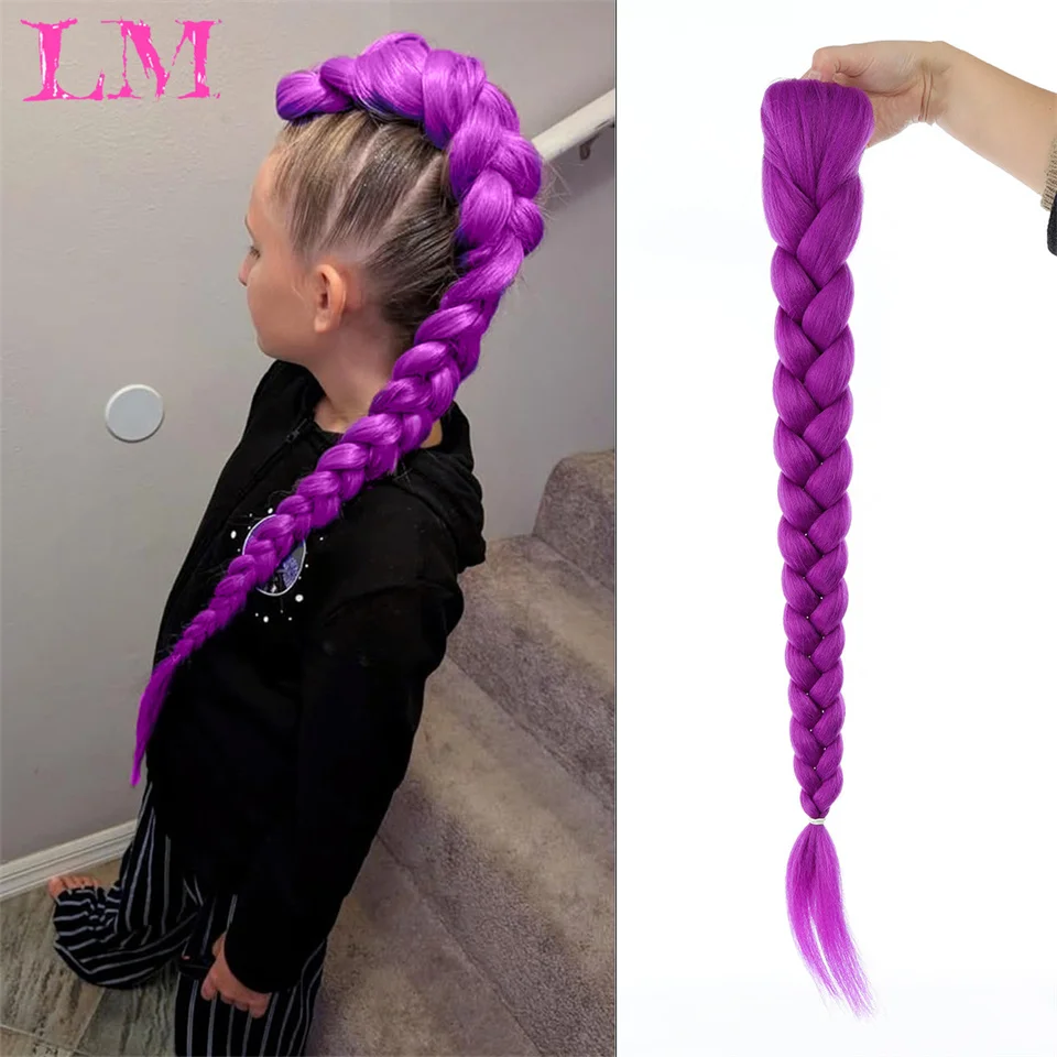 

Накладные волосы-хвост LM Easy Clip, 26 дюймов, длинные фиолетовые косы Rumi, синтетическое волокно, для косплея и костюмов на Хэллоуин