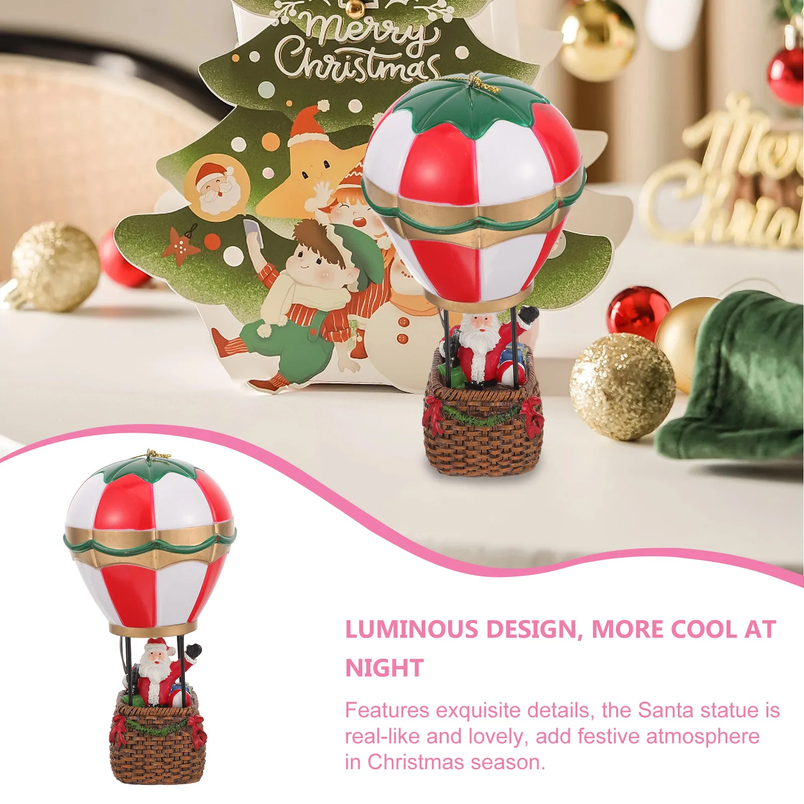 

Lovely Santa Claus Resin Night Light Christmas Decoration Desktop Gift Ornament Xmas Party Supplies Luminous Home Office