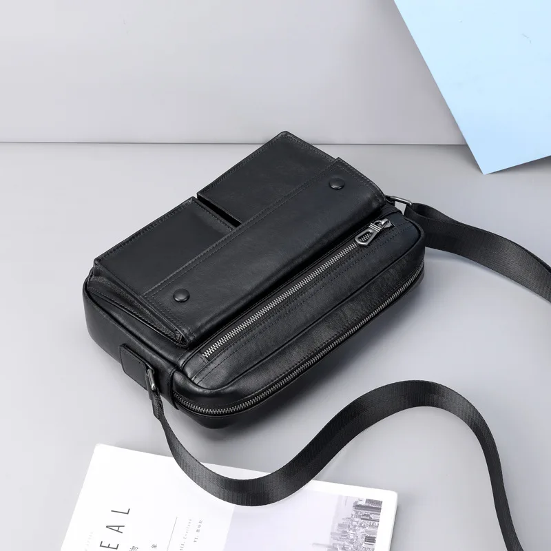 

Men New Durable Retro Crossbody Bag Genuine Leather Large Capacity Fashion Niche Male High-end Messenger Bag Single Shoulder Bag