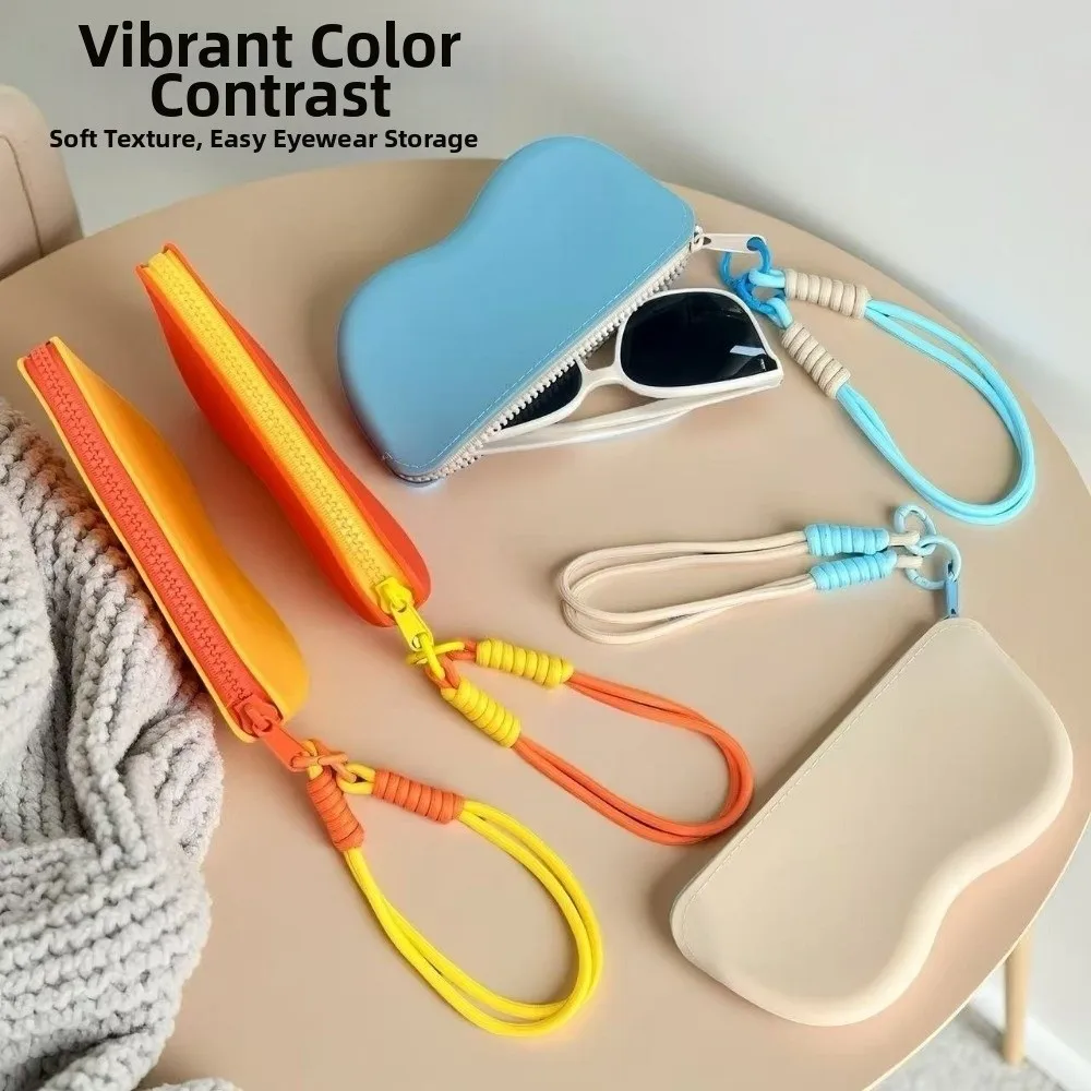 

Soft Silicone Silicone Glasses Bag Waterproof Lightweight Eyeglasses Case Candy Color Zipper Closure Sunglasses Storage Bag