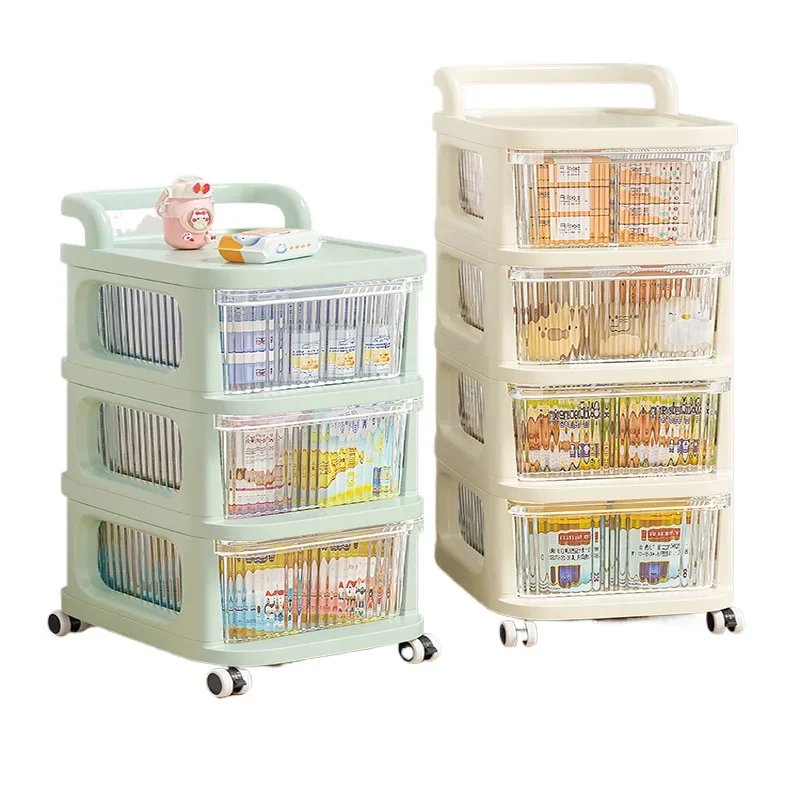 Acrylic Drawer Type Snack Rack Multi Layer Trolley Mobile Kitchen Storage Transparent Miscellaneous Organizer Clear Design