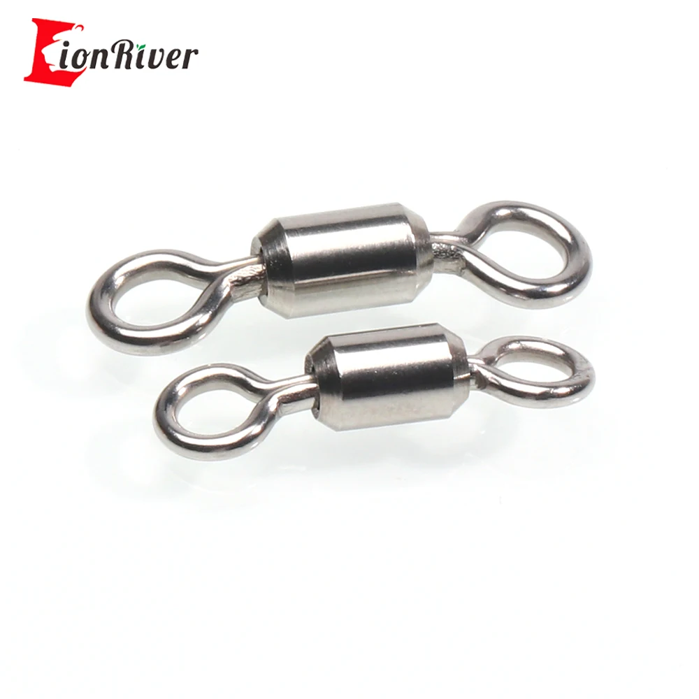 Lionriver 30PCS 1# - 6# High Strength Stainless Steel Crane Swivel Saltwater Fishing Rolling swivels Fishing Hook Line Connector