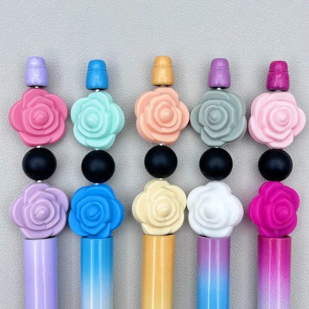 10PC Baby Silicone Bead 10 colored flowers Bead Teethe Baby DIY String Pen Bead Nipple Chains Jewelry Accessories Focal Beads