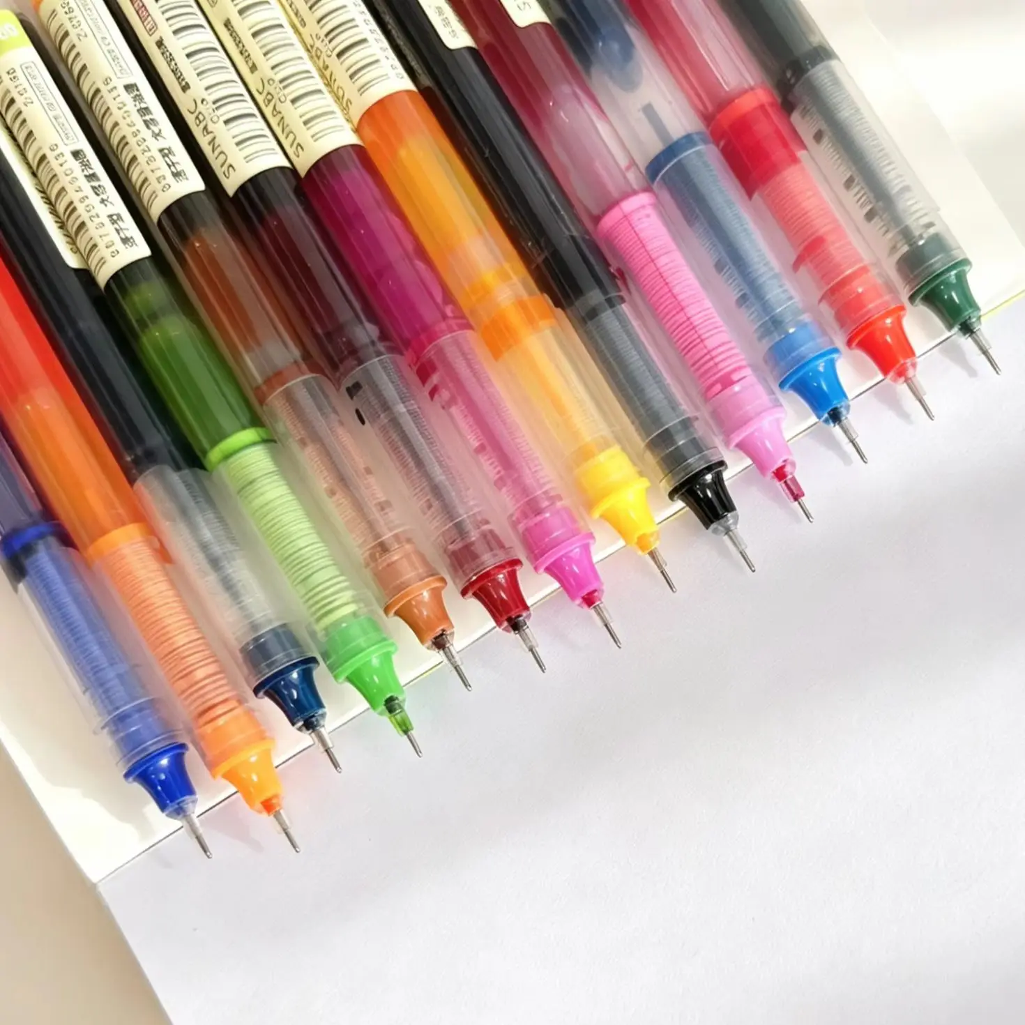 12+1Color Straight Liquid Gel Pens Set, Random Colors Vibrant Ink for Student Notebooks, Crafts & Art Projects