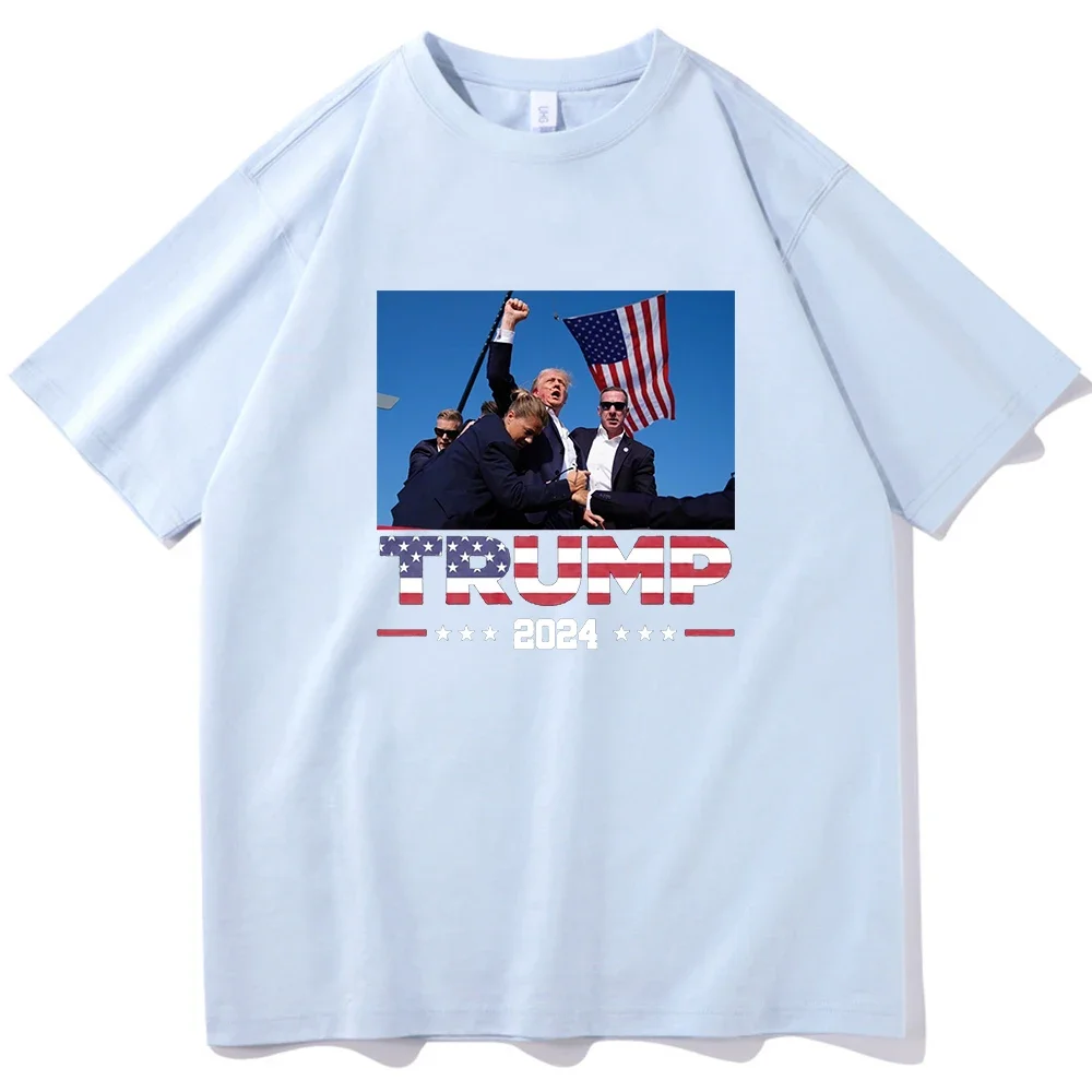 Donald Trump 2024 Survived Shot At Election Rally Short Sleeve T-shirt Harajuku O-neck Summer Casual Shirt