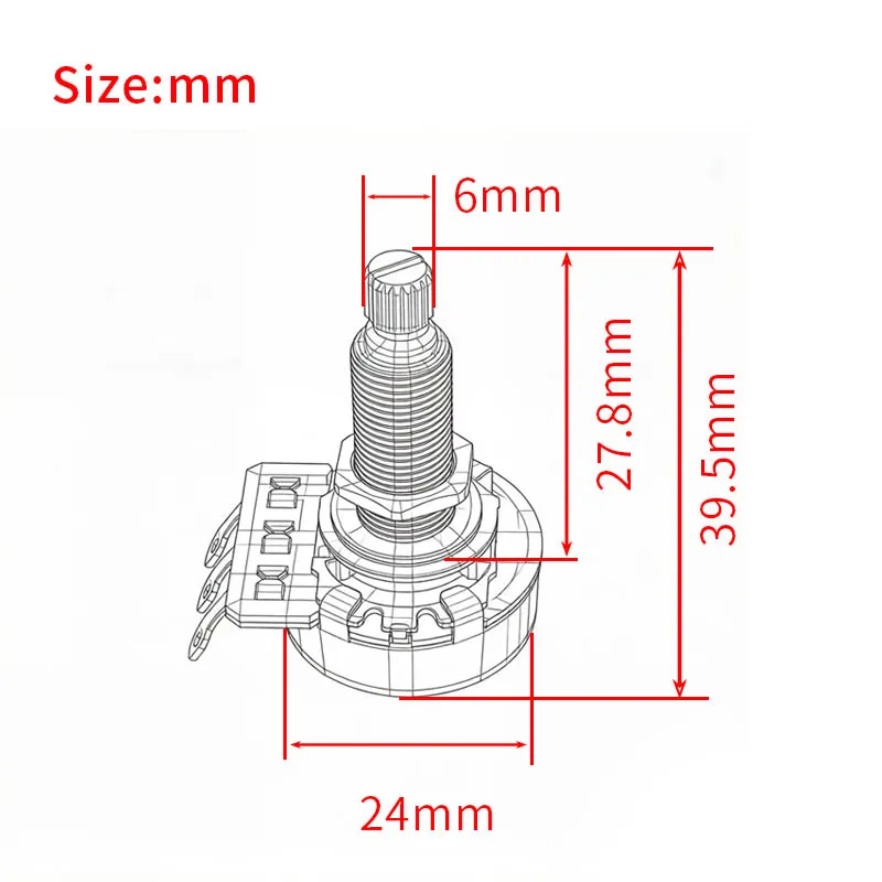 2Pcs, 28mm Long Split Shaft 500K Guitar Pots Guitar Potentiometer A500K/B500K Volume/Tone Potentiometer for Electric Guitar