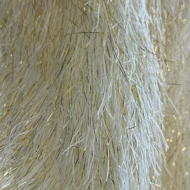 Clothing Fabric Golden Regular Tassel Feather Yarn Transparent Yarn Stage Performance Background Shooting Designer Diy Sewing