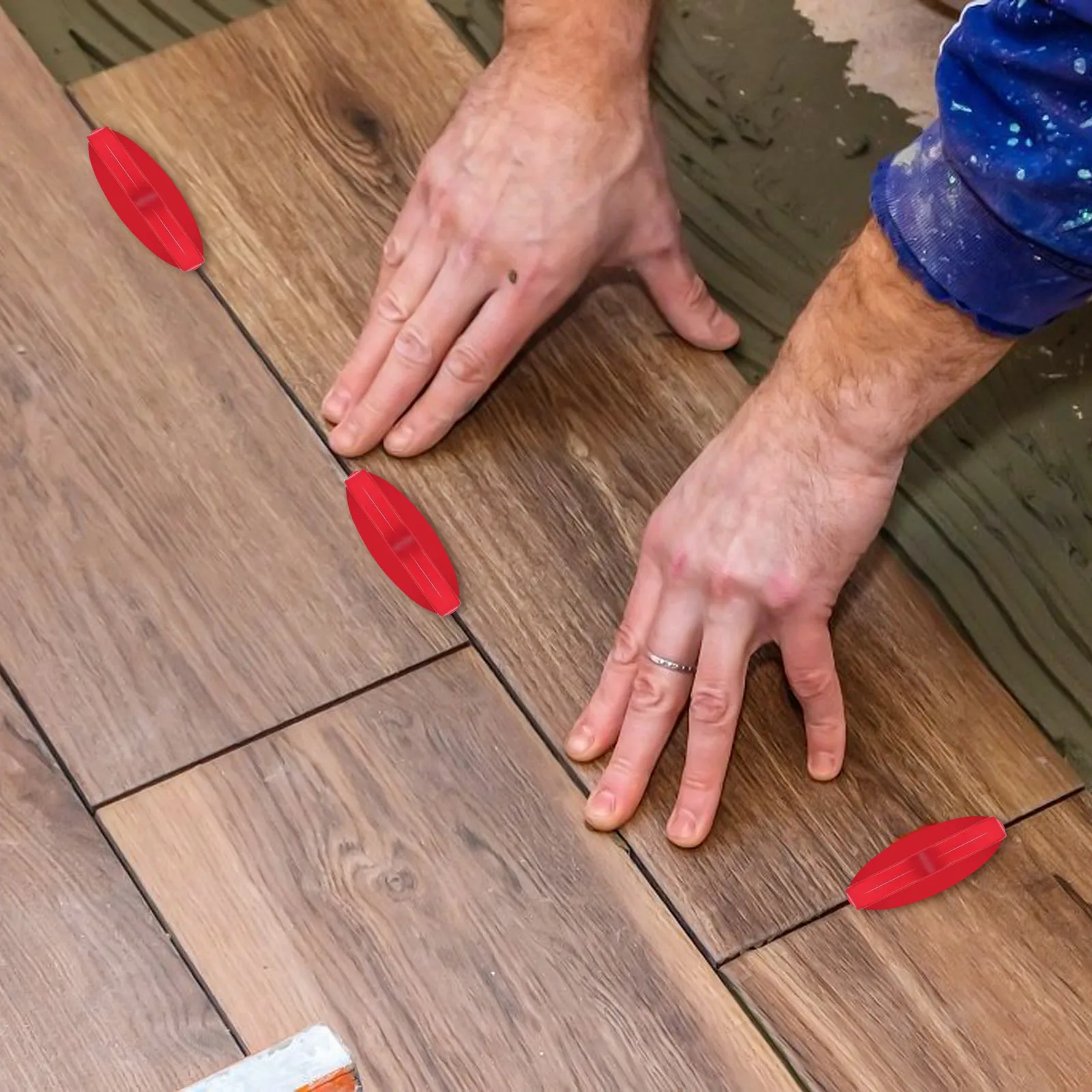 

12 Pcs Spacer Tool 1/4 Inch Red Decking Board Spacers Straightening Wood Decking Board Spacer Guide Rings Mezzanine Gap Guide