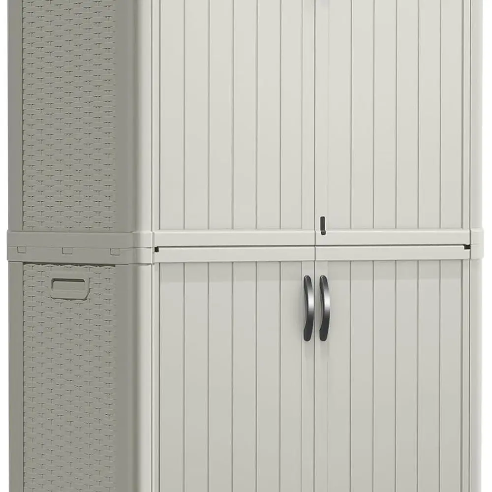 

45-кубическая устойчивая к атмосферным воздействиям навеска для хранения на открытом воздухе для сада, бассейна и мусорного ящика бежевого цвета