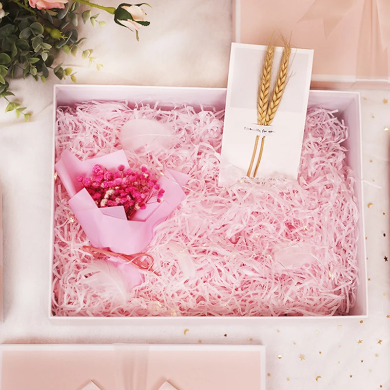 Filos y hebras de papel de rafia multicolor, confeti arrugado triturado para envolver cajas de regalo DIY y relleno de cesta, Navidad, 100g