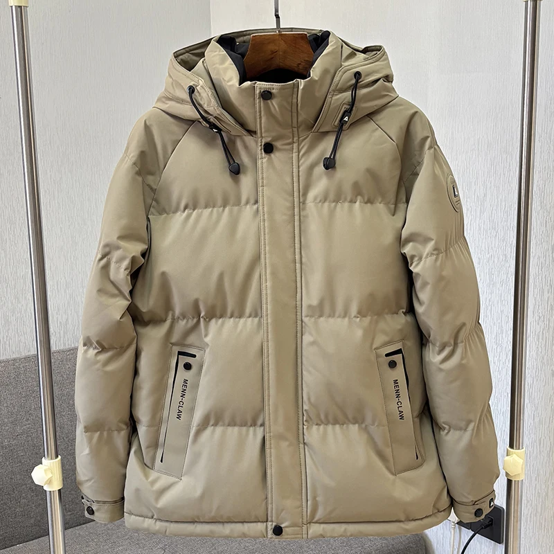 

Men's Faionable Thiened Cotton Jaet Autumn Winter Warm Windproof Hooded Versatile Casual Cleanfit Stand Sve Long ...