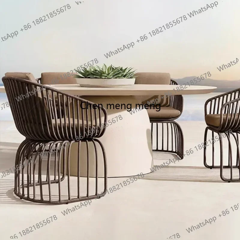 01A Italian Style Waterproof and Sunscreen Designer Garden Sofas Rattan Weaving Modern Garden Sofa Art Outdoor Furniture Divano