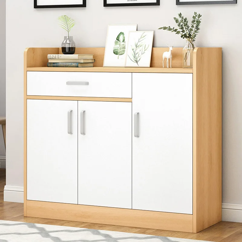 Shoe cabinet Household imitation solid wood porch cabinet Balcony locker Entry hall cabinet Simple modern large-capacity shoe ra