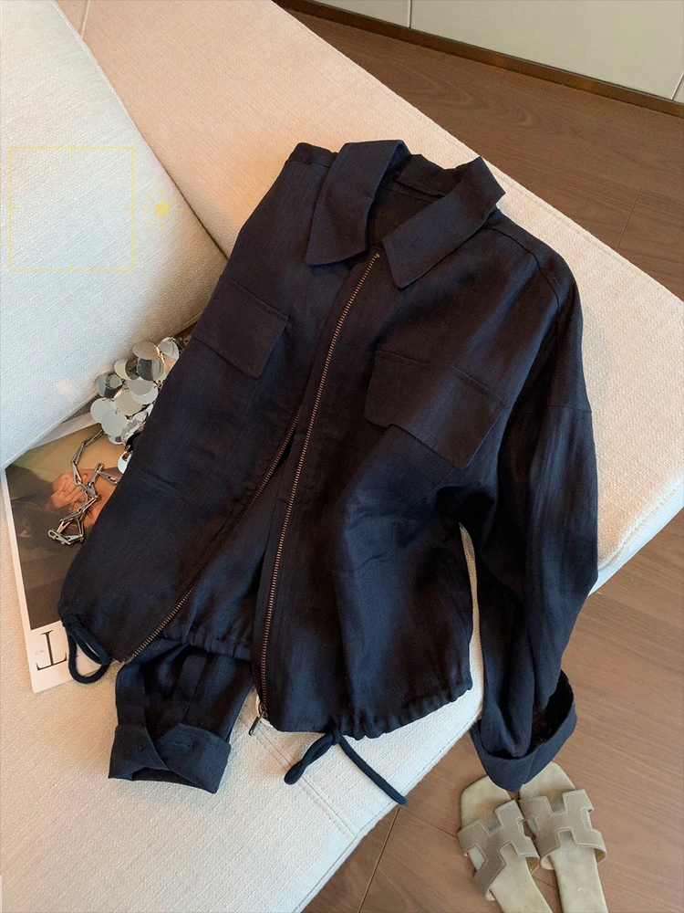 

Ele Bla Collar Jaet Zipper Men's Outerwear ort Sle Autumn Faionable Versatile Warmth Commute Windbreaker