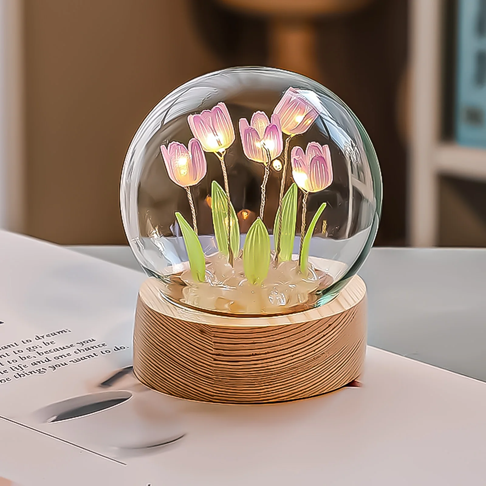 Tulip Decorative Light Ornaments Mini Atmosphere Lamp Handicrafts Finished Product Holiday Gifts Home Decor for Festival Party