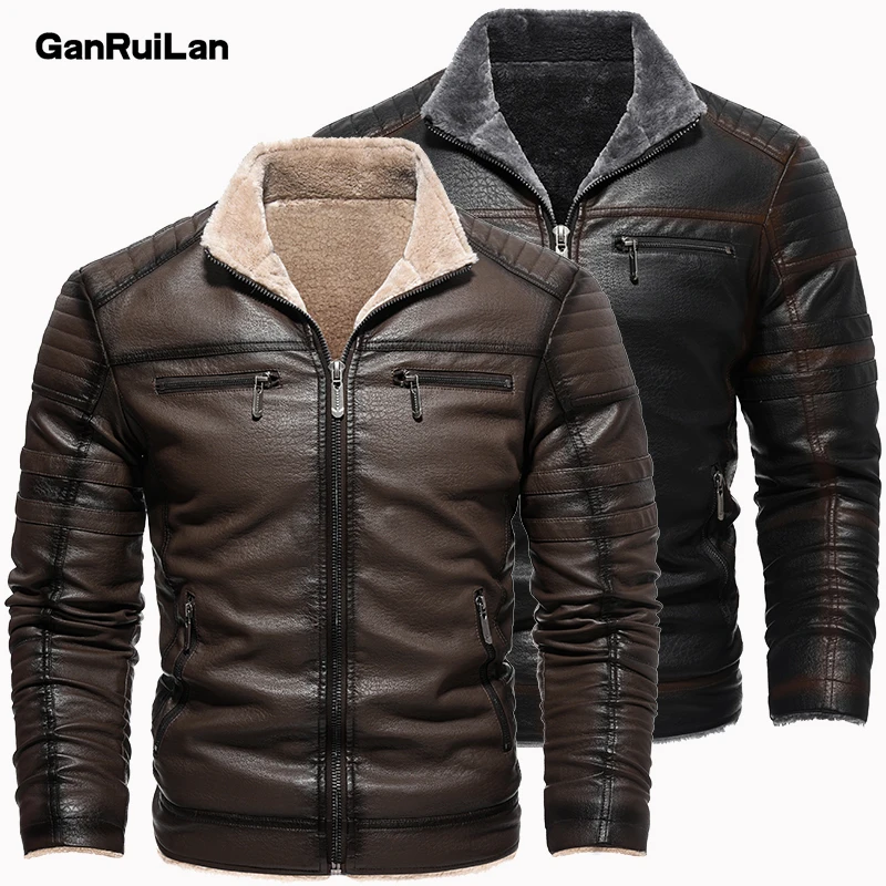 

New Style Winter Warm Casual Motorcycle Mens PU Leather Jacket Biker Leather Coats Windbreaker Men Leather Jackets Clothing