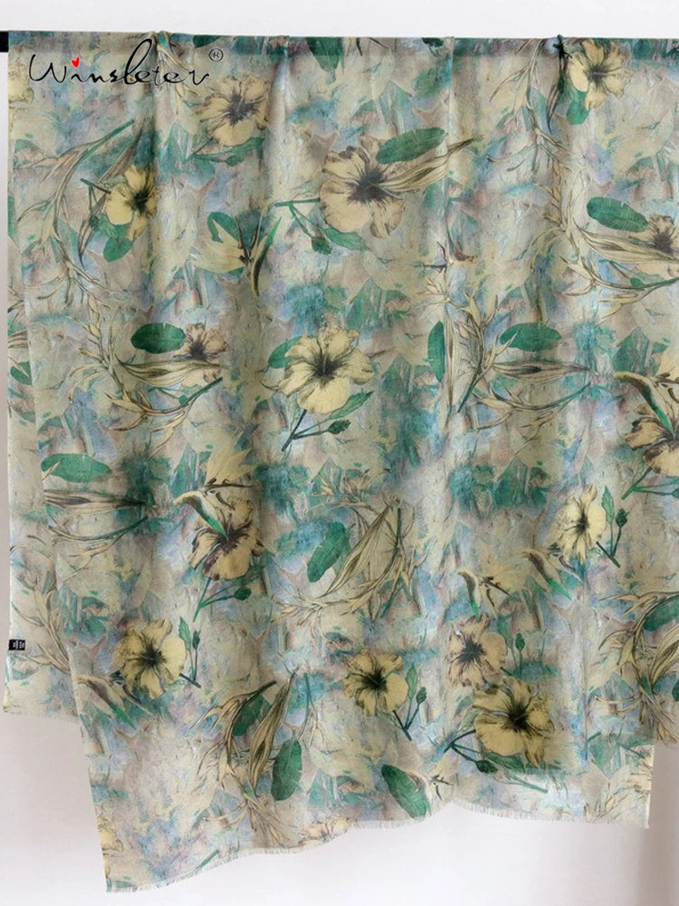 

Winsleter-Женский элегантный длинный шарф из 100% шерсти, цветочный принт 200*100 см, подарок для мамы, винтажные темпераментные шарфы, весна 2026 A5D974CC