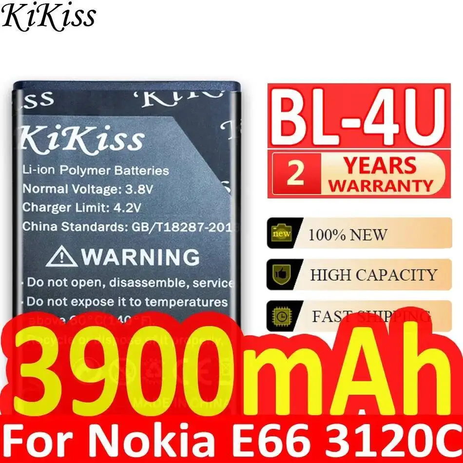 

High-Capacity For Nokia E66 3120C 6212C 8900 6600S E75 5730XM 5330XM 8800SA 8800CA Mobile Phone Battery BL-4U 3900Mah