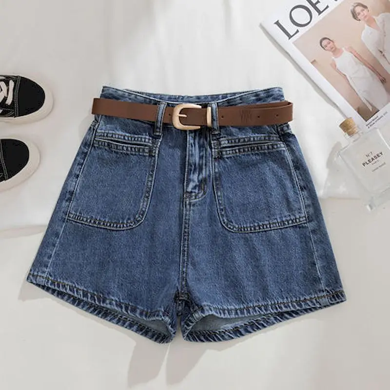 Wide Leg Denim Shorts Women High Waisted Multi Pocket Jeans Shorts Korean Slimming Loose Hot Pants Jeans Summer 2023 New Shorts