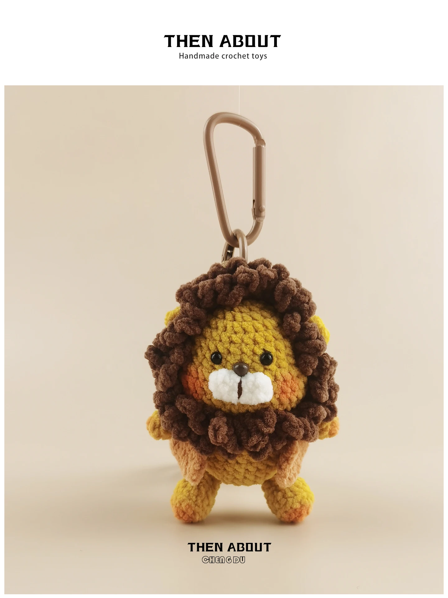 Handmade Crocheted Little Lion Doll Bag Charm Keychain Toy Gift Purse Accessory Soft Plush Material Tiger Zipper Puller