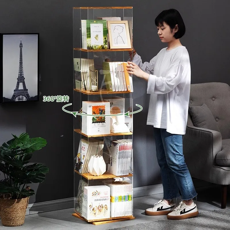 Rotational Bookshelf Organizers Storage Shelves Furniture Living Room Bookcases Librero Organizador Estanteria Prateleira