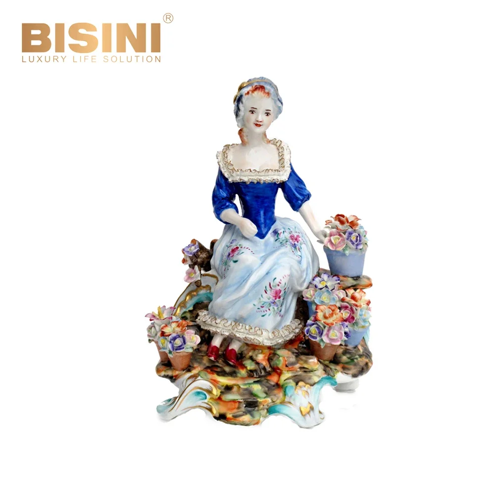 Beautiful European Style Specific Handmade Antique Porcelain Statue Flower Fairy Lady Porcelain Sculpture Ornament