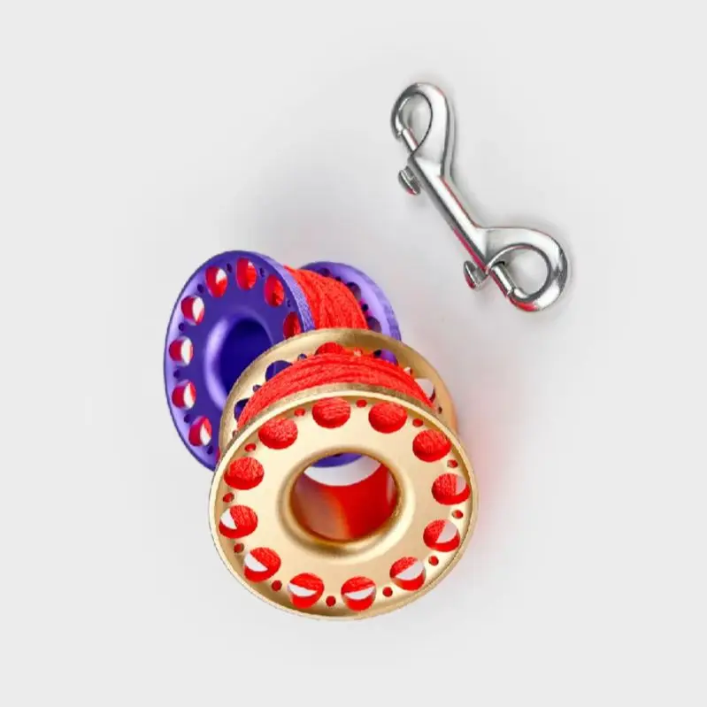 Round Wire 30M Anti-winding Aviation Grade Aluminum Alloy, Diving Tow Buoy Rope Retractor SMB Spool,