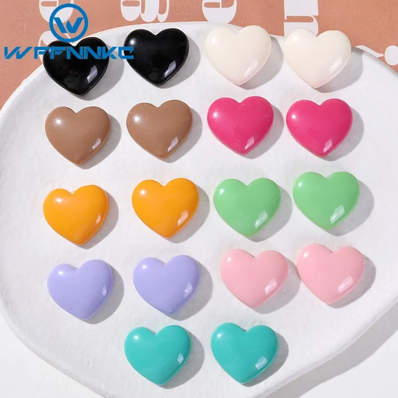 WFFNNKC 10-20 pz colore lucido amore cuore Flatback resina Patch dolce tornante gioielli artigianato Decor Cabochon Scrapbooking abbellire