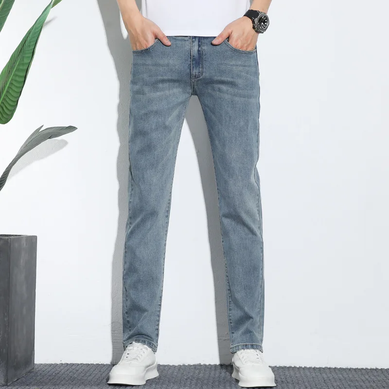 Mens Boot Cut Jeans Slightly Flared Slim Fit Blue Black Trousers Designer Classic Male Stretch Denim Pants