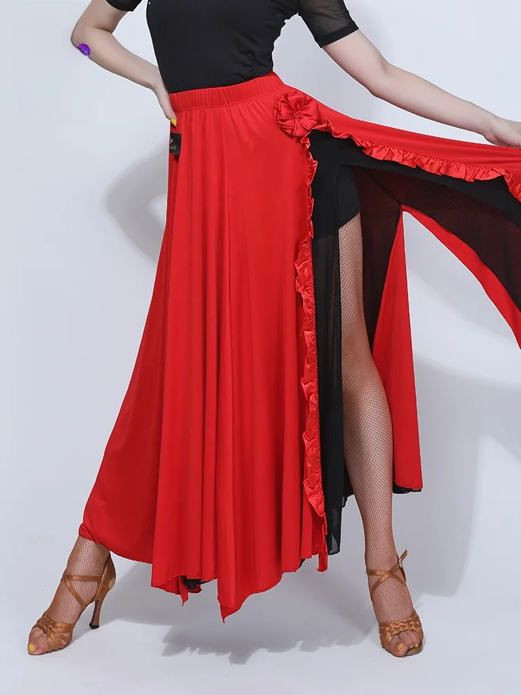 تنورة الرقص اللاتينية الثنائية الممارسة المهنية أورم الرقص f تنورة الكبار المرأة خريف جديد أداء الرقص مصارعة الثيران C...