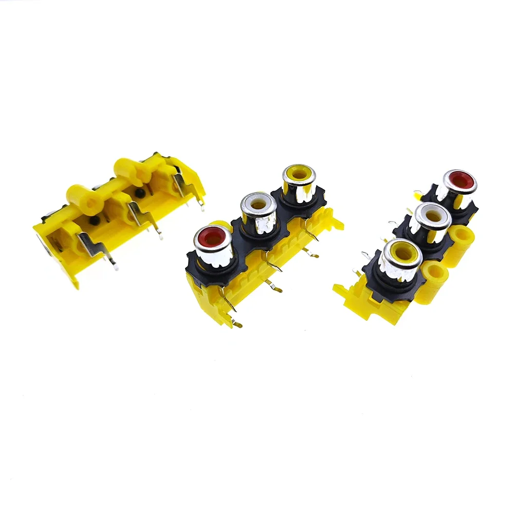 5PCS AV3-8.4-14A Ear-Free Core Socket 6-Pin RCA Seat Three-Hole Audio Jack PCB Welding Type Lotus Holder