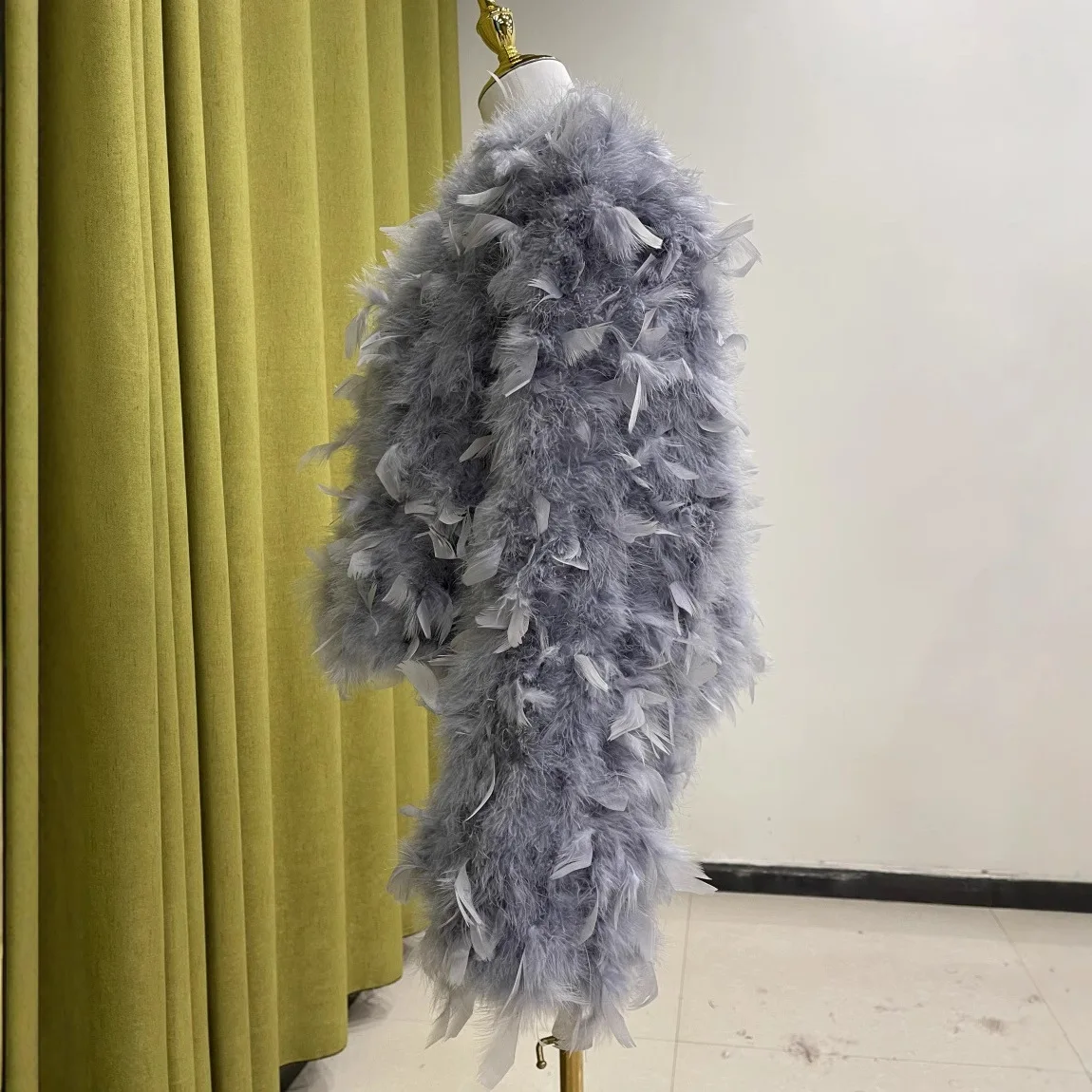 여성용 리얼 타조 깃털 재킷 가을 겨울 파티 아우터웨어 우아한 여성 코트 축제 시즌 아우터 의류