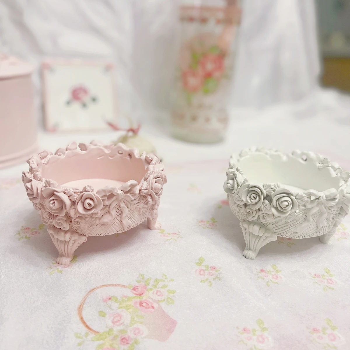 Pink candle holder, cute bow candle holder, house decoration, essential for girls