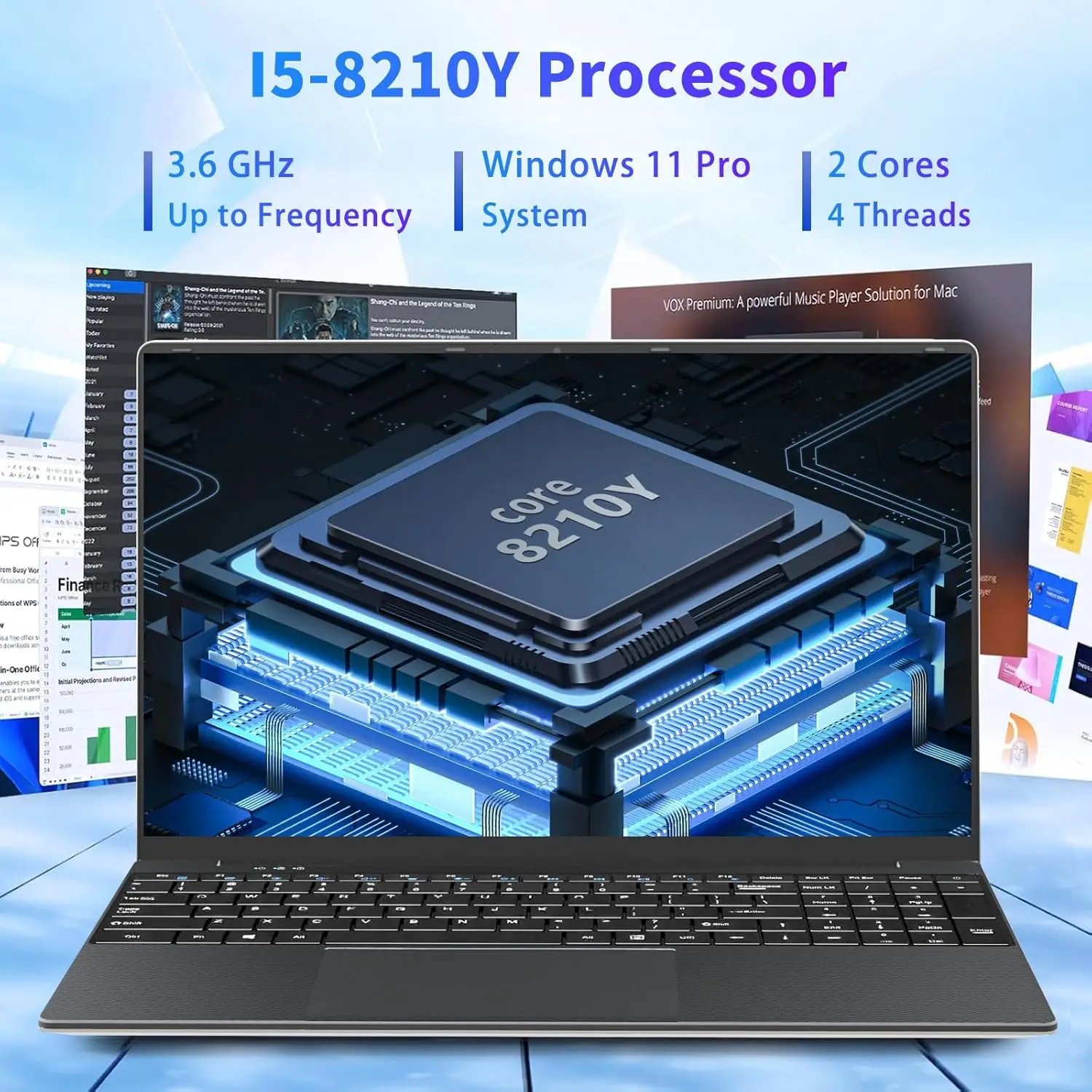 Ноутбук 15,6 дюймов Intel Core i5, 16 ГБ ОЗУ 512 Гб SSD, компьютер Windows 11 Pro с Wi-Fi Bluetooth Веб-камера для бизнеса, учебы, офиса