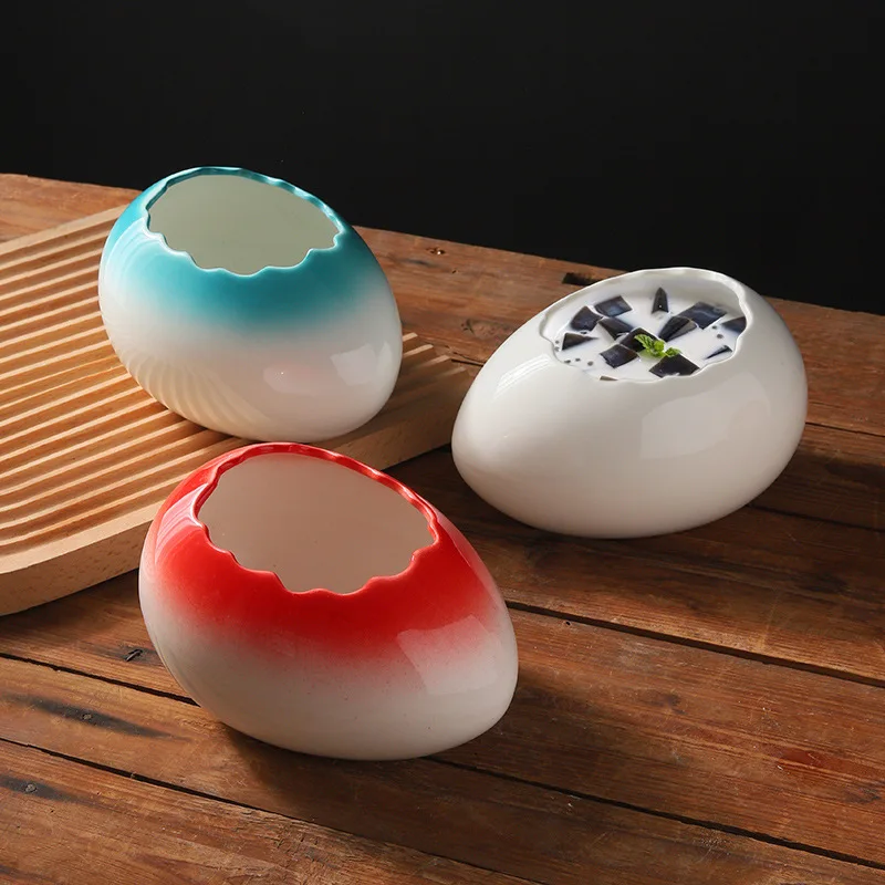 

Creative Ceramic Hotel Home Ostrich Egg Dessert Sweet Soup Cup Bird's Nest Bowl Yogurt Ice Cream Plate Hot Pot Shop Style