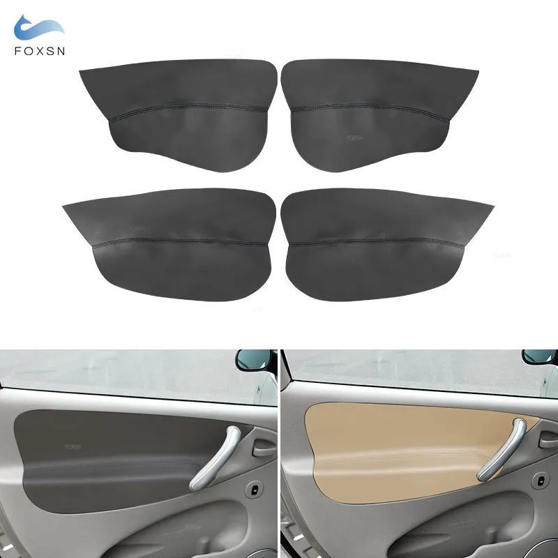 4pcs Black Microfiber Leather Car Interior Door Handle Armrest Panel Cover Trim For Citroen Xsara Picasso 2004 2005 2006 2007