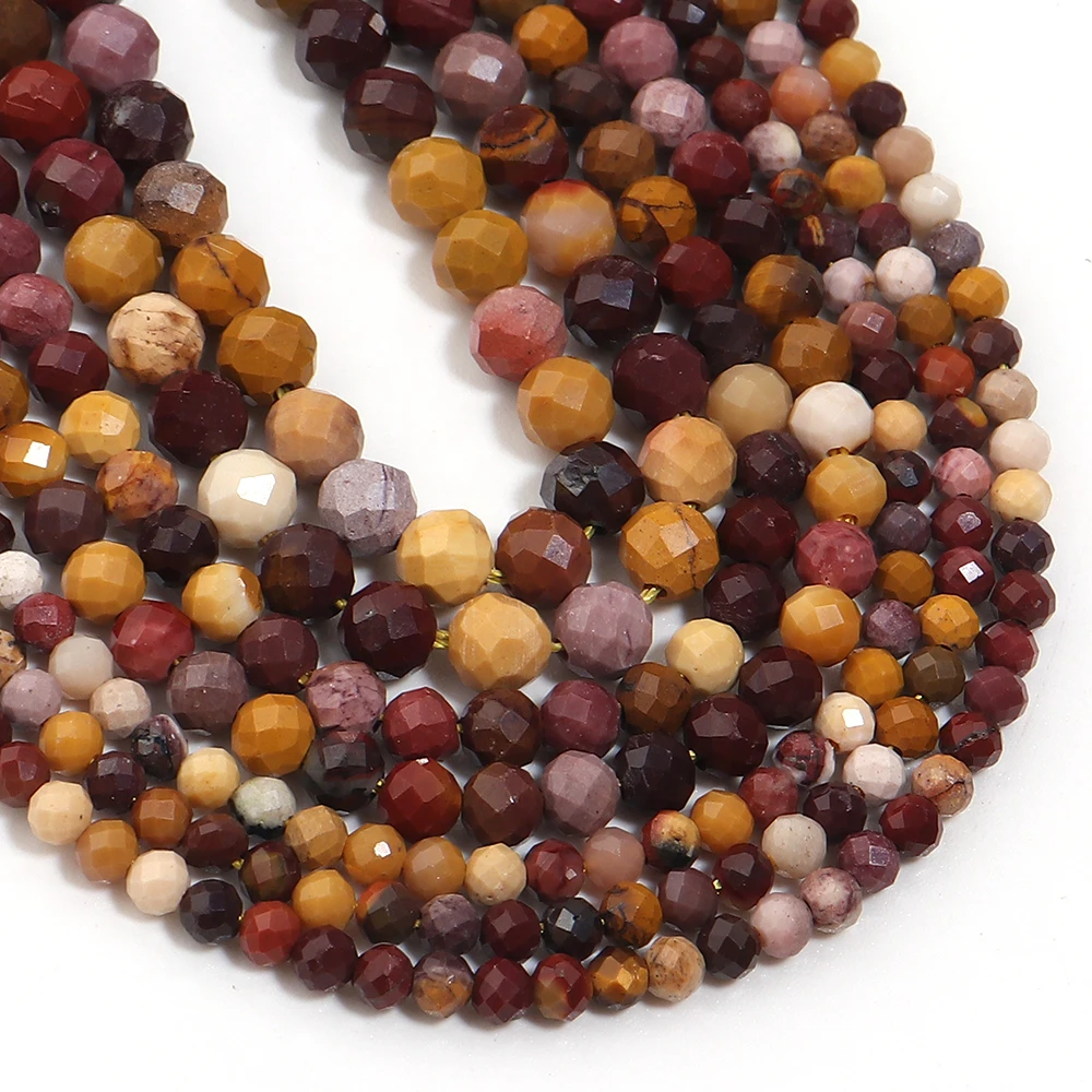 1strand/lot 2/3/4mm Yellow Jasper Faceted Natural Stone Beads Loose Spacer Beads For Jewelry Making DIY Necklace Bracelet