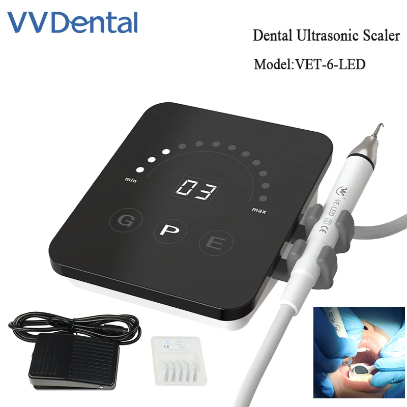 

VVDental VET-6-LED Ultrasonic Dental Scaler With LED Oral Cleaning Dental Calculus Smoke Stains Scaler Teeth Perio Scaling