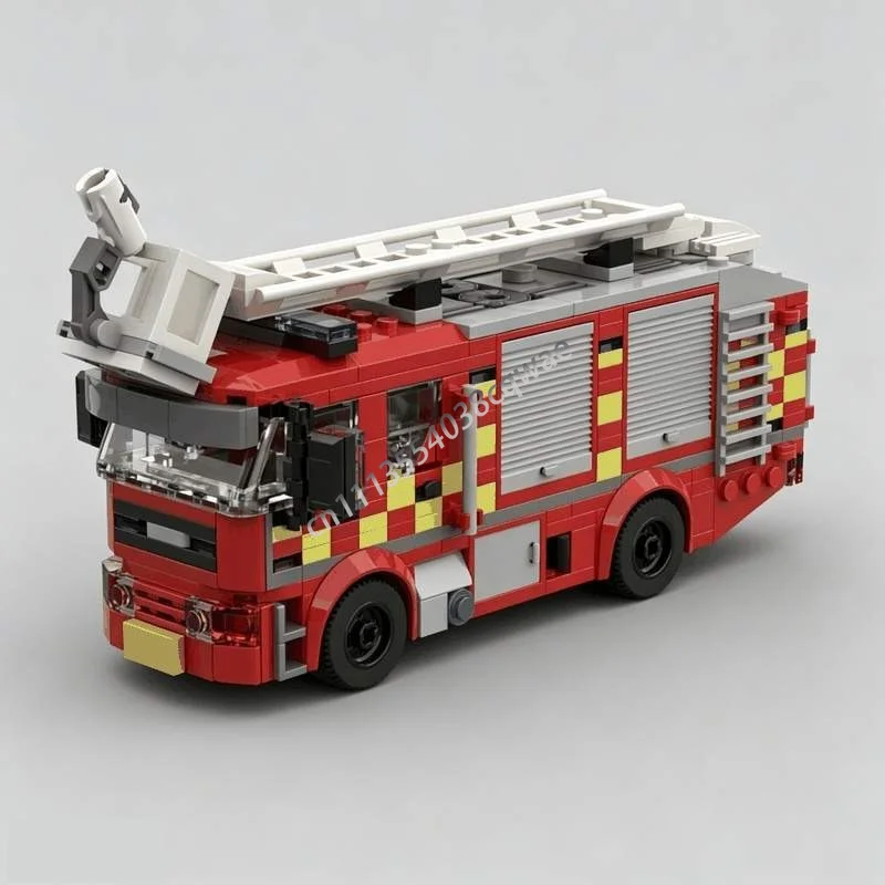 NEW 575 PCS Fire Engine MOC Emergency Truck Model Custom Puzzle DIY Assembly Building Blocks Toy Gift Collection Display Service