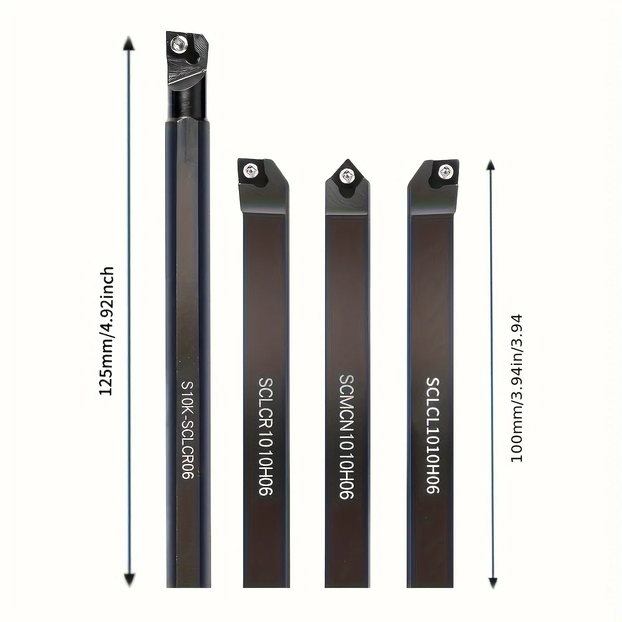 4-Piece 10mm (3/8") CNC Tool Holder Set with 20 CCMT060204 Inserts - 24 Configurations for Precision Turning