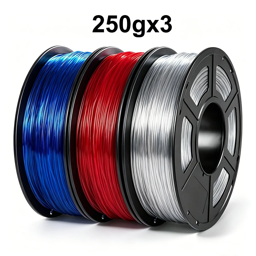 250gx3 TPU Transparent Flexible Filament Roll Flex 1.75mm 3D Printer Filament Plastic Printing Materials TPU Transparent Blue