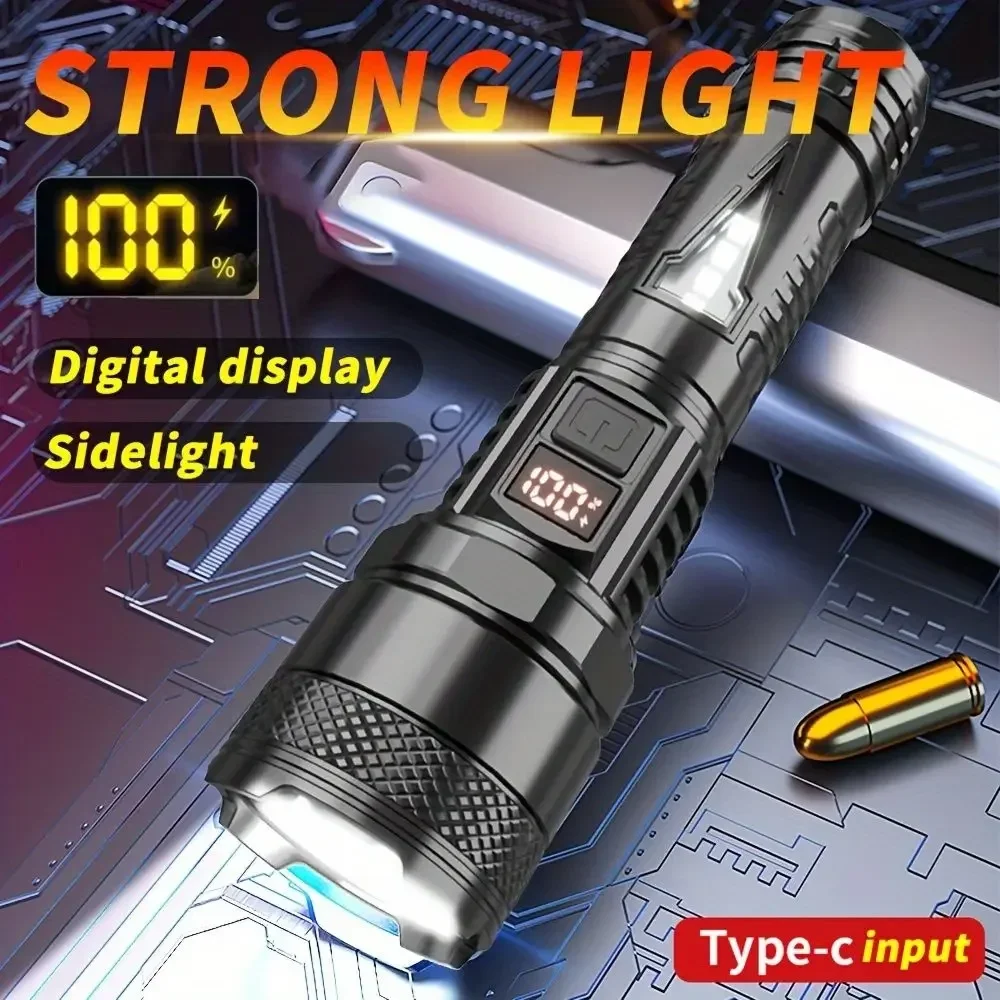 LED Side Light Handheld Flashlight Portable Fishing Light Outdoor Rechargeable High Brightness Multi-function Flashlight