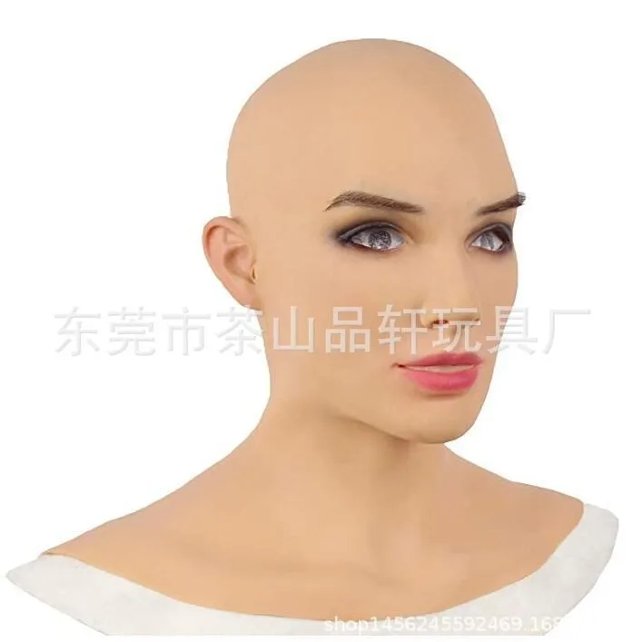 Halloween cosplay masker latex kaal mooie vrouw grappig masker